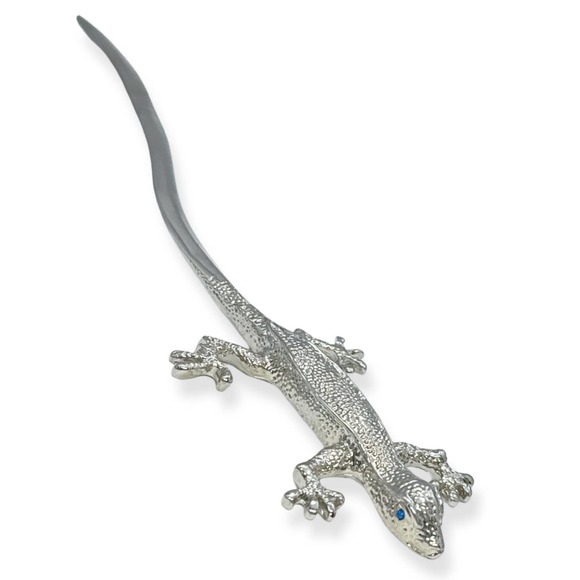 EVENCHAE Other - Evenchae Gecko Letter Opener, Silver with Blue Eyes - Gift Box - 7 in